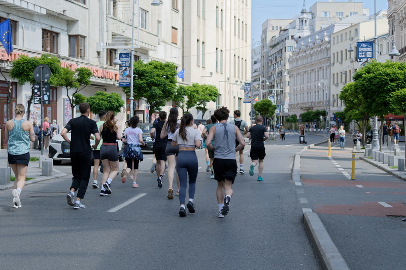Young people running